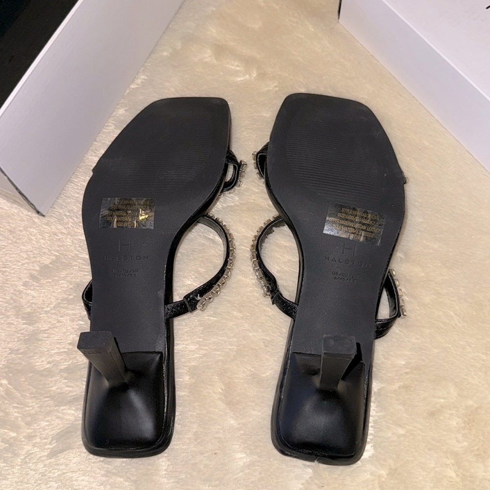 nib H by Halston Maldives Crystal Strap Sandals in Black size 9 - Picture 6 of 6
